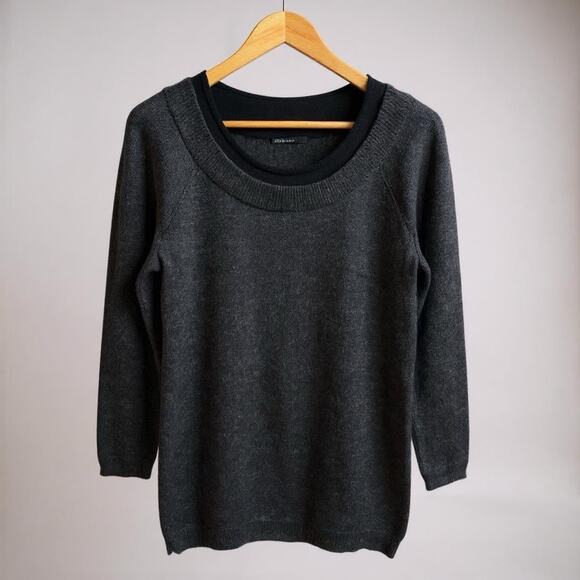Elie Tahari 100% Cashmere Sweater M Gray Tunic Pullover Quiet Luxury Minimalist - Picture 1 of 9